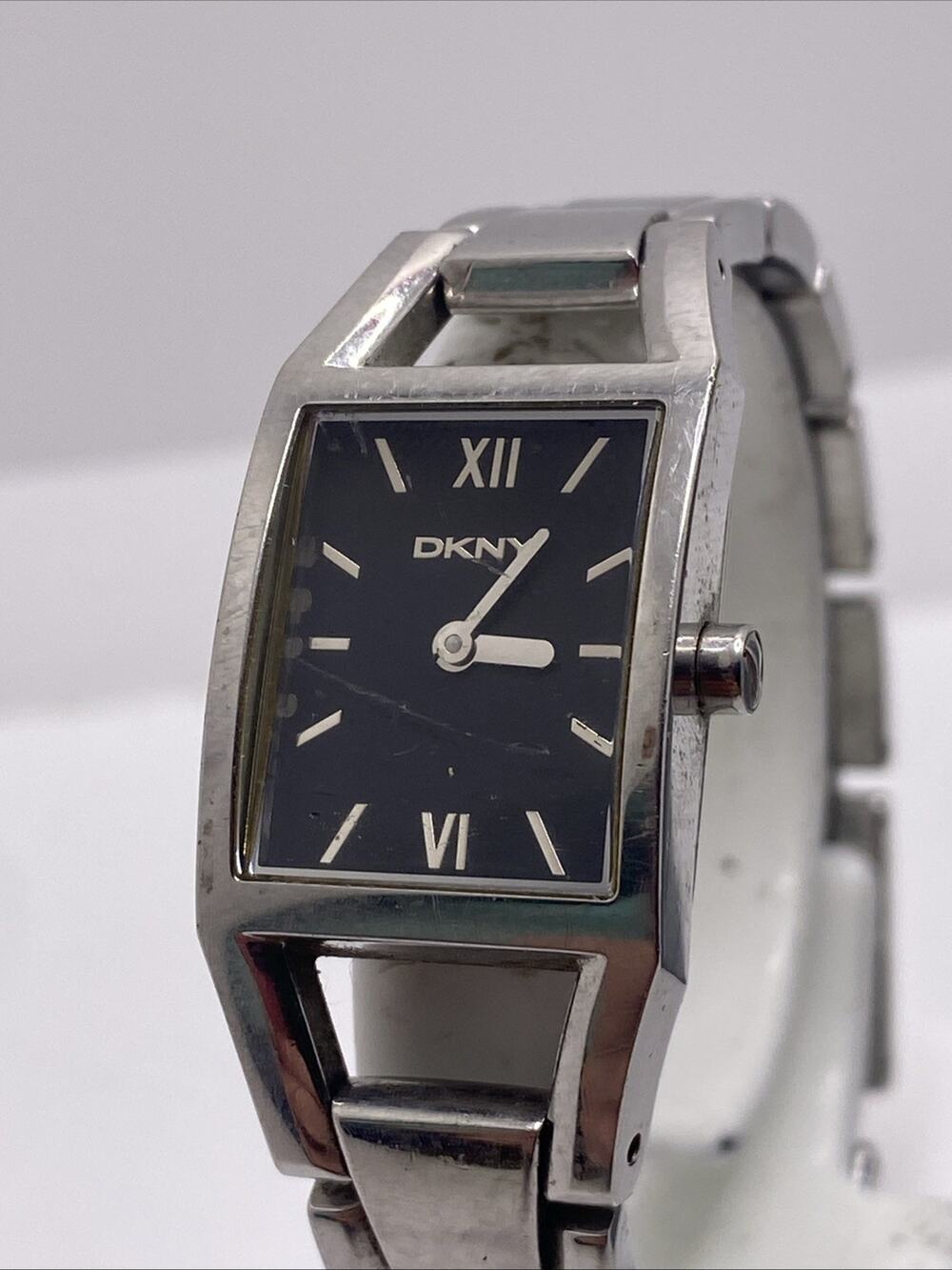 Vintage Womens DKNY Silver Watch Scratches New Battery